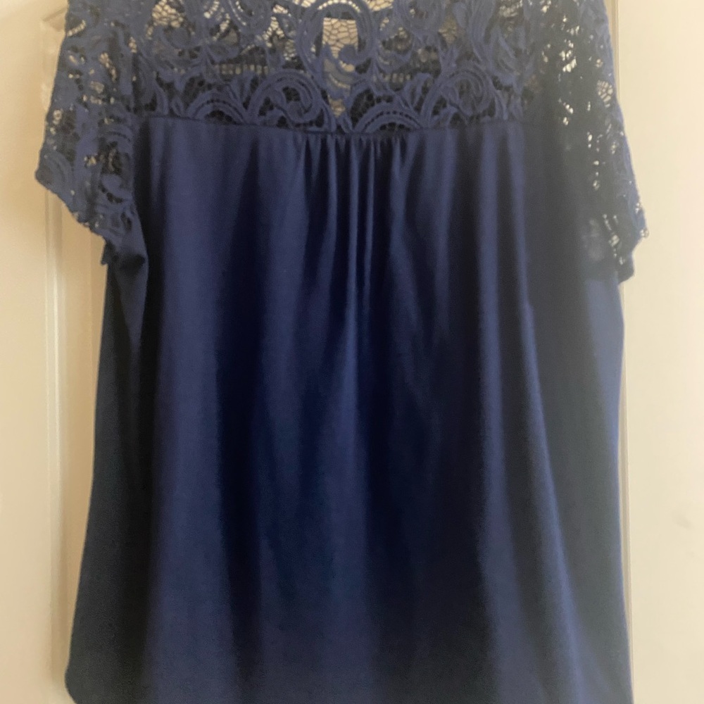 Elegant Navy Lace Women's Top